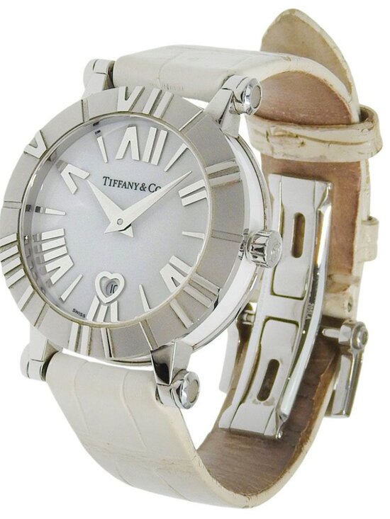 Tiffany & Co Atlas Stainless Steel Leather Silver Kuo Analog Display White Dial main image 8